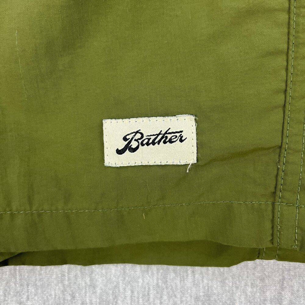 Bather Swim Trunks Mens Medium Olive Green Mesh-Lined 5" Inseam Elastic Waist - Picture 5 of 12